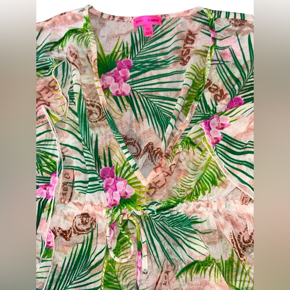 Betsey Johnson Striped Chiffon Ruffle-Cuff Caftan (Multi, XS/S) - Picture 5 of 6